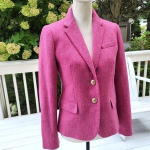J Crew Pink Herringbone Schoolboy Blazer Jacket sz 4